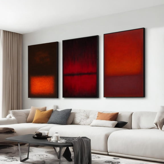 UNFFRAMED Mark Rothko Set No 26 No 29 No 33, Deep Red Abstract Wall Art Triptych, Ready To Hang, Intense For Modern Home Set 3 Prints 8x12