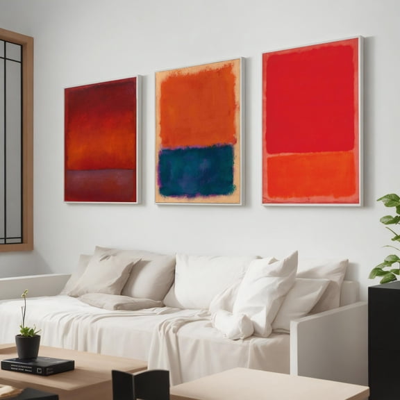 UNFFRAMED Mark Rothko Set Of 3, Poster Art Reproduction, Red Mix Rothko Reproduction, Abstract Wall Art, Modern Minimal Art Set 3 Prints 20x30