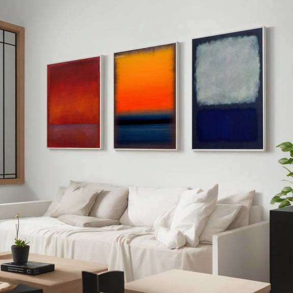 UNFFRAMED Mark Rothko Set Of 3, Poster Art Reproduction, Red Rothko Reproduction, Abstract Wall Art, Modern Minimal Art Set 3 Prints 16x24