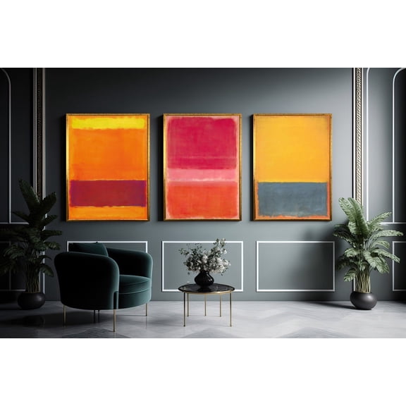 UNFFRAMED Mark Rothko Set Of 3, Poster Art Reproduction, Yellow Mix Rothko Reproduction, Abstract Wall Art, Modern Minimal Art Set 3 Prints 16x24