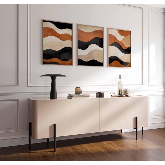 UNFFRAMED Mid Century Modern Abstract Gallery Wall Art Set Of 3 Posters Wabi Sabi Poster Set Terracotta Art Minimalist Waves Art Poster S Set 3 Prints 12x18