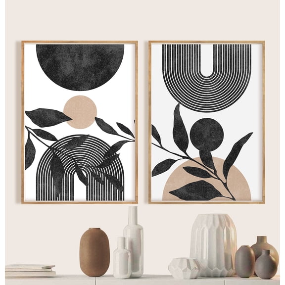 UNFFRAMED Mid Century Modern Art Posters, Abstract Geometric Gallery Set Set 2 Prints 8x12
