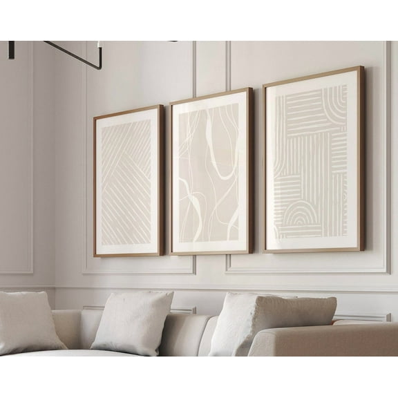 UNFFRAMED Minimal Line Drawing Set Of 3 Modern Abstract Art, Beige Minimal Line Art, Simple Line Art, Minimal, Modern Wall Decor Set 3 Prints 20x30