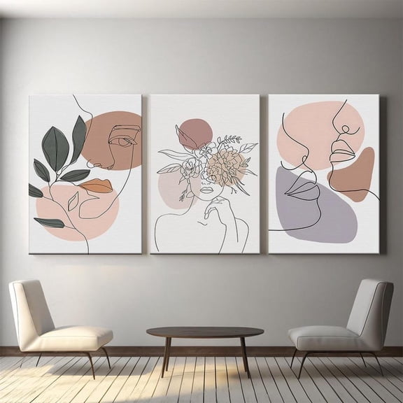 UNFFRAMED Minimalist Line Art Woman Set Abstract Boho Home Decor Set 3 Prints 16x24