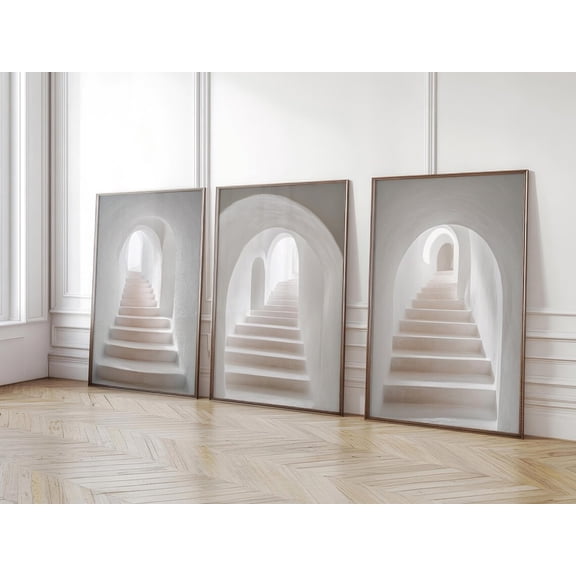 UNFFRAMED Minimalistic Monochrome Architectural Posters In Greek Style Set Of 3, Triptych Set 3 Prints 12x18