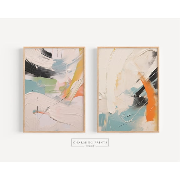 UNFFRAMED Modern Abstract Set Of 2 Printed Art Print Colorful Wall Art Modern Blue Art Dramatic Home Decor Wall Art A8- Set 2 Prints 8x12