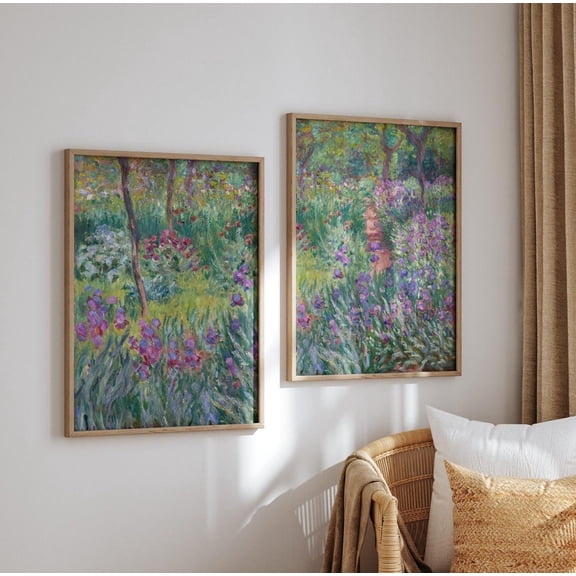 UNFFRAMED Monet Flower Garden Posters, Impressionist Botanical Wall Art Set Set 2 Prints 20x30