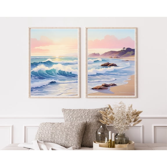 UNFFRAMED Monterey Bay Poster, Set Of 2, California Coastal Wall Art, Pacific Ocean Seaside Decor, Us Travel Poster, Beach Landscape Artwork Set 2 Prints 8x12