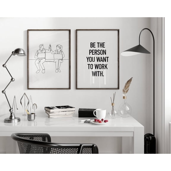 UNFFRAMED Motivational Wall Art, Set Hr Office Decor, Teamwork Quote Poster, Workplace Positivity, Inspirational Poster, Be The Person Set 2 Prints 8x12