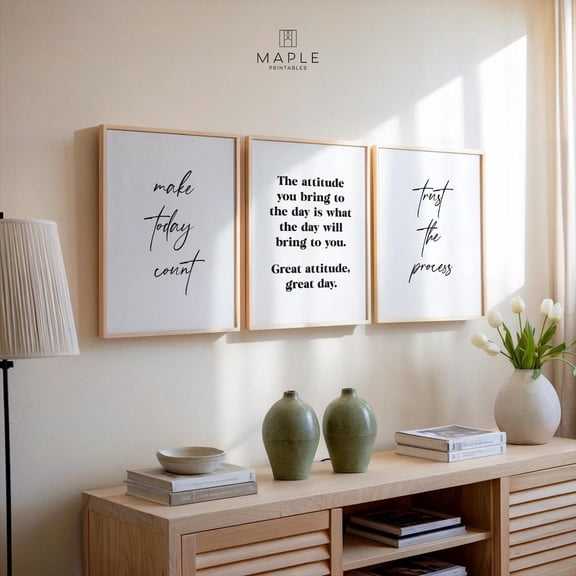 UNFFRAMED Motivational Work Quotes, Set Neutral Office Posters, Positive Attitude Posters For Cubicle Decor, Daily Motivation Wall Art Set 3 Prints 20x30