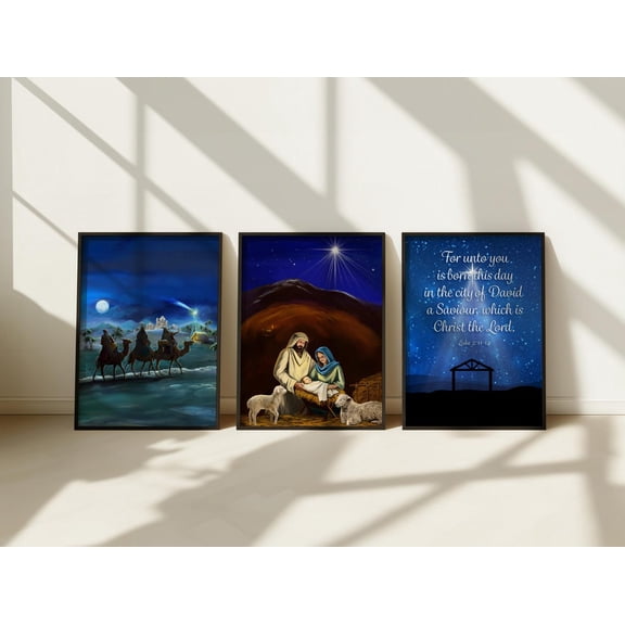 UNFFRAMED Nativity Art Poster Set, Religious Decor, Nativity Scene ,Home Decor, Or Poster, Set 3 Prints 20x30