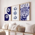 thumbnail image 1 of UNFFRAMED Navy Blue Leopard Gallery Wall Art Set Trendy Fashion Stylish Posters Decor Office Aesthetic Cool Wall Art Fashion Kisses 8 Ball Poster Set 3 Prints 12x18, 1 of 3