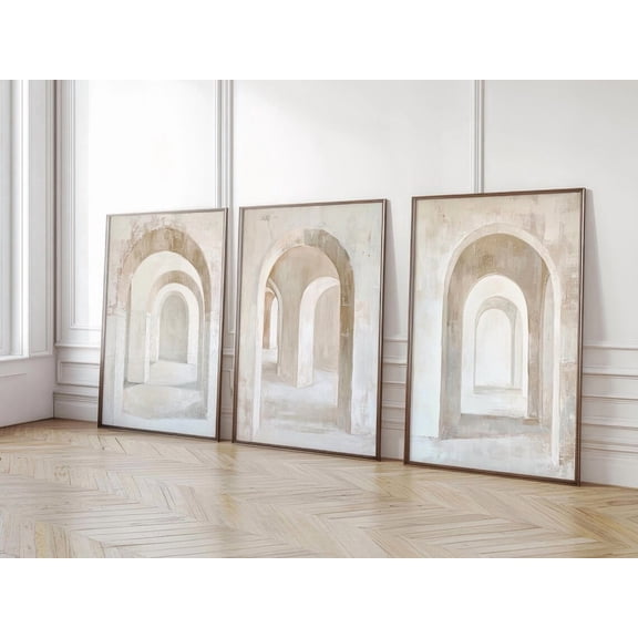 UNFFRAMED Neutral Arches, Minimalist Triptych Wall Art, Set Of 3 Set 3 Prints 20x30
