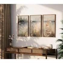 UNFFRAMED Neutral Country 3 Pieces Vintage Wall Art, Wildflower Field Set Of 3 Posters, Landscape Poster, Home Decor, Set 3 Prints 8x12