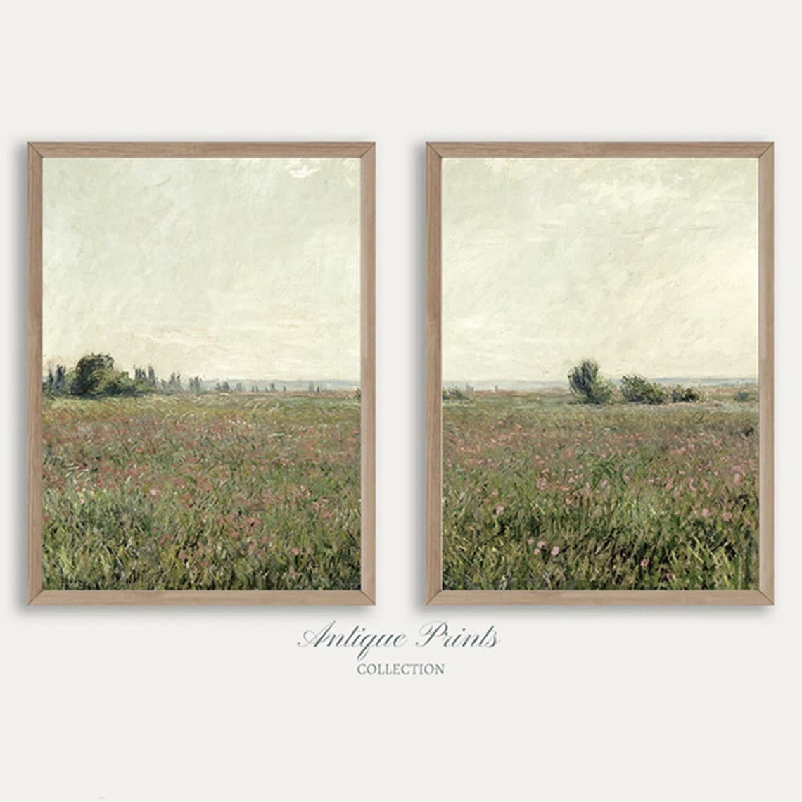 UNFFRAMED Neutral Country Set Split Poster, Landscape 2 Pieces Vintage ...