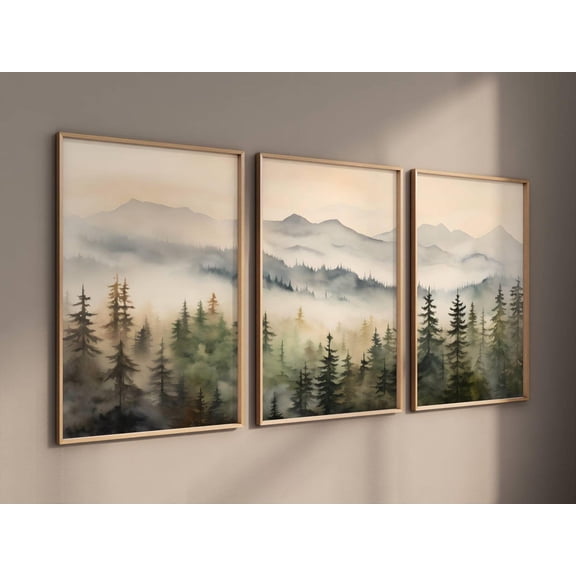 UNFFRAMED Neutral Fir Tree Poster Set Of 3, Triptych Farmhouse Posters, Living Room Decor, Forest Wall Art, Set 3 Prints 12x18