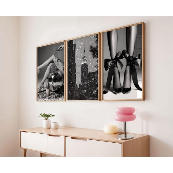 UNFFRAMED New York City Poster Set, Black & White Girly Posters Set 3 Prints 16x24