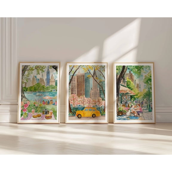 UNFFRAMED New York City Posters, Set, Nyc Wall Decor, Nyc Wall Art, New York City Landmarks, Nyc Travel Posters, New York Poster, Central Park Art Set 3 Prints 20x30