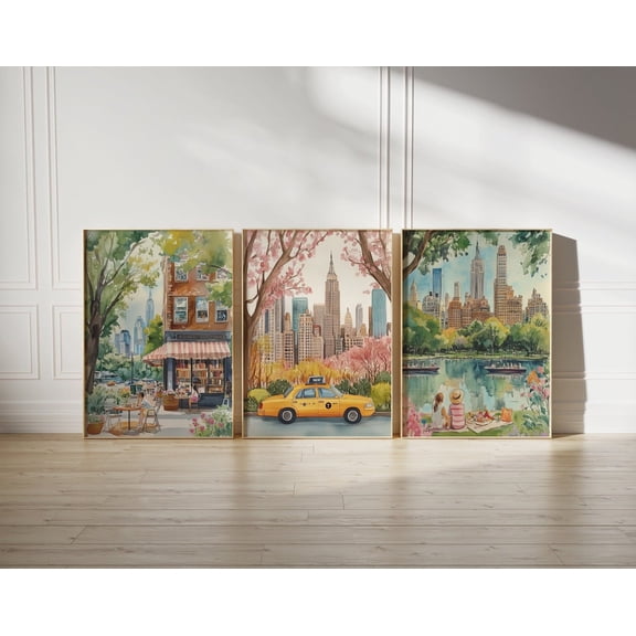 UNFFRAMED New York City Posterset, Nyc Wall Decor, Nyc Wall Art, New York City Landmarks, Nyc Travel Posters, New York Poster, Central Park Art Set 3 Prints 16x24