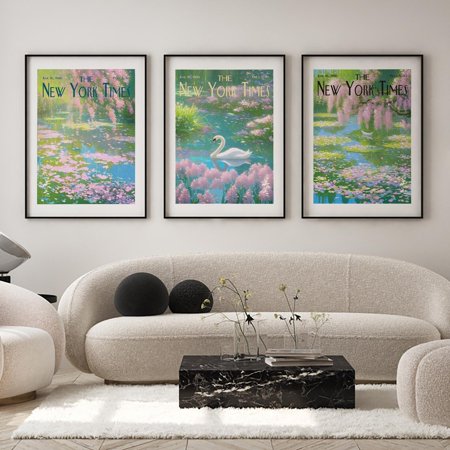 UNFFRAMED New York Times Wall Art Set Of 3 Swan Lake New York Posters, Cherry Blossom Decor, Vintage Nature Poster, Floral Nyt Newspaper Art Set 3 Prints 8x12 price history and forecast - Luvia