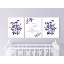 UNFFRAMED Nursery Decor Girl Purple, Burgundy, Nursery Decor Girl Floral, Flower Nursery, In A Field Of Roses She Is A Wildflower, Girl Room Decor #423 Set 3 Prints 8x12