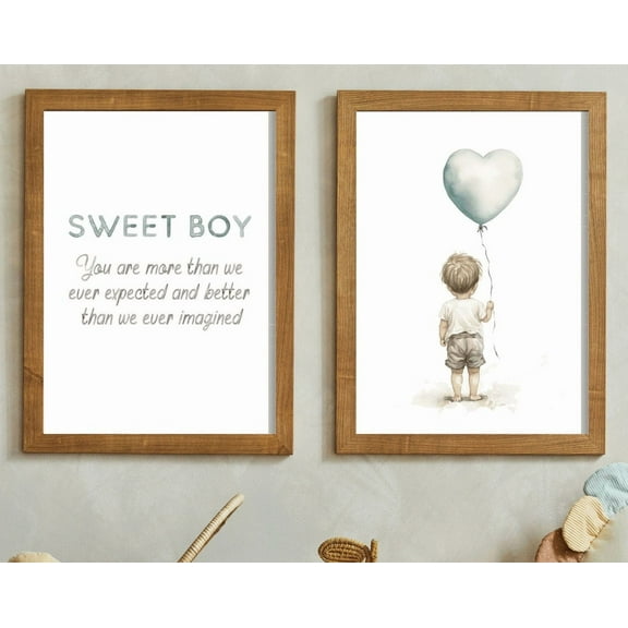 UNFFRAMED Nursery Quote Boy, Weet Boy, You Are More Than We Ever Expected, Boys Nursery Decor, Set Of 2, Nursery, Modern Wall Decor Set 2 Prints 8x12