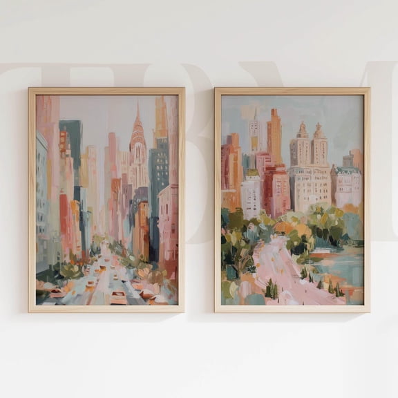 UNFFRAMED Nyc Wall Art Set Central Park Posters New York City Skyline Poster Manhattan Artwork Urban Landscape Home Decor Set 2 Prints 20x30