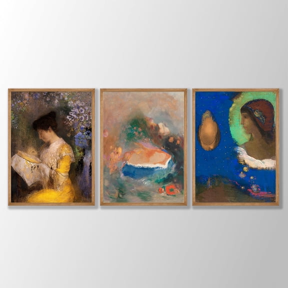UNFFRAMED Odilon Redon Art Prints, Woman Portrait Set 3 Prints 20x30