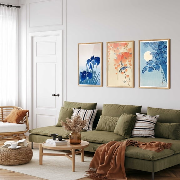 UNFFRAMED Ohara Koson Art Prints Set, Japanese Woodblock Gallery Wall Art Set 3 Prints 16x24