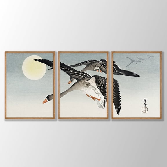 UNFFRAMED Ohara Koson Bird Prints Set, Japanese Gallery Wall Art Set 3 Prints 12x18