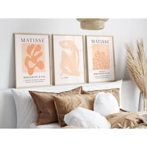 UNFFRAMED Orange Set Posters Boho Wall Art Above Couch Art Orange Abstract Floral Posters Wall Art Set 3 Prints 8x12