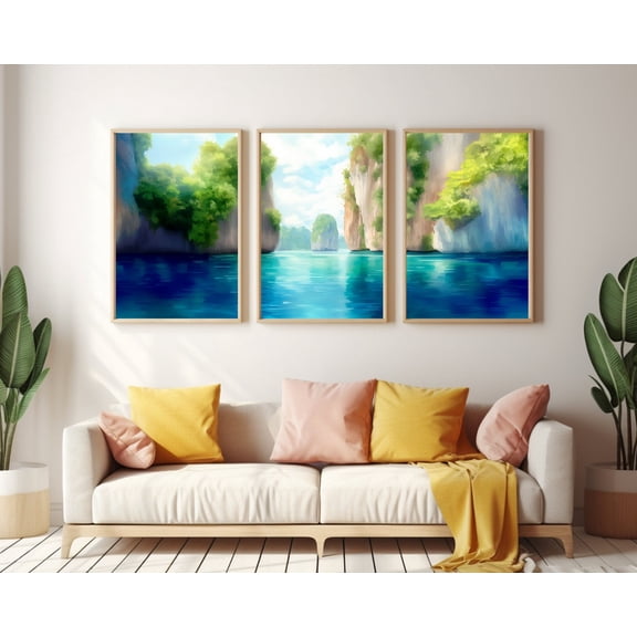 UNFFRAMED Palawan Poster Set Of 3, El Nido Coastal Wall Art, Southeast Asia Poster, Tropical Island Decor, Philippines Landscape Travel Art Set 3 Prints 8x12