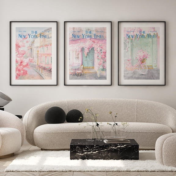 UNFFRAMED Paris Wall Art Poster Set, Bicycle Posters, European Street Decor Set 3 Prints 20x30
