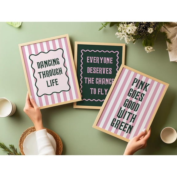 UNFFRAMED Pink Goes Good With Green, Poster Set, Broadway Poster, Apartment Decor, Above Bed Decor, Coquette Room Decor, Girly Wall Art, Musical Set 3 Prints 20x30