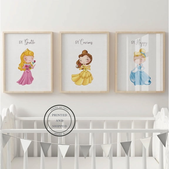 UNFFRAMED Princess Nursery Posters, Nursery Princess Art, Princess Nursery Decor, Princess Nursery Wall Art, Baby Decor, Set Of 3 Set 3 Prints 20x30