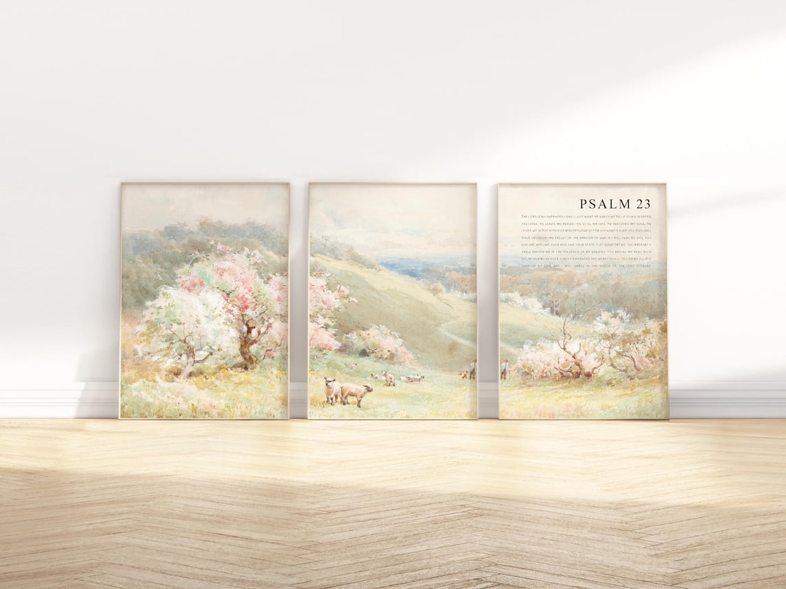 UNFFRAMED Psalm 23 Full Chapter Bible Verse Wall Art, Set Of 3 ...