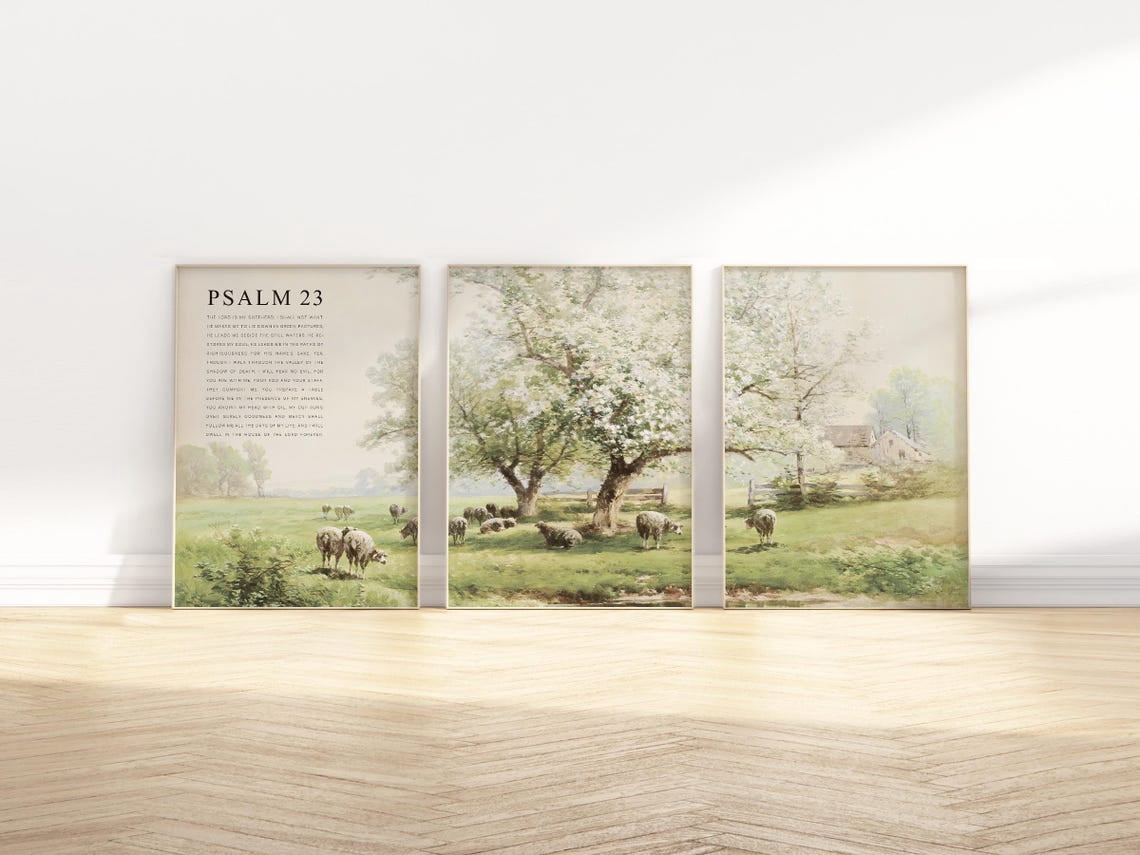 UNFFRAMED Psalm 23 Full Chapter Bible Verse Wall Art, Set Of 3 ...