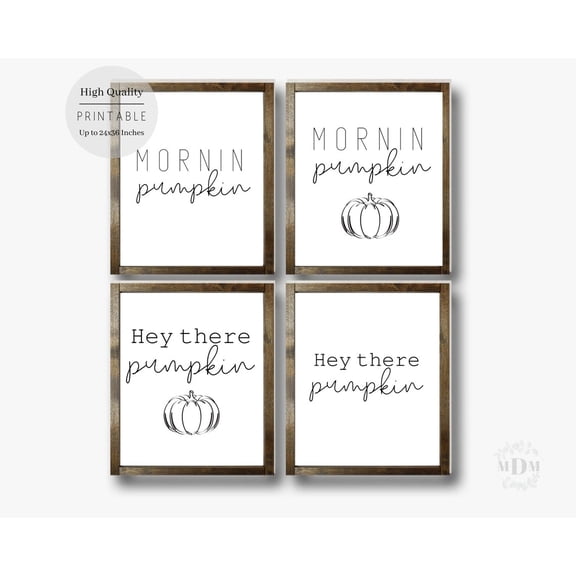 UNFFRAMED Pumpkin Posters Set, Fall Decor, Thanksgiving Set 4 Prints 20x30