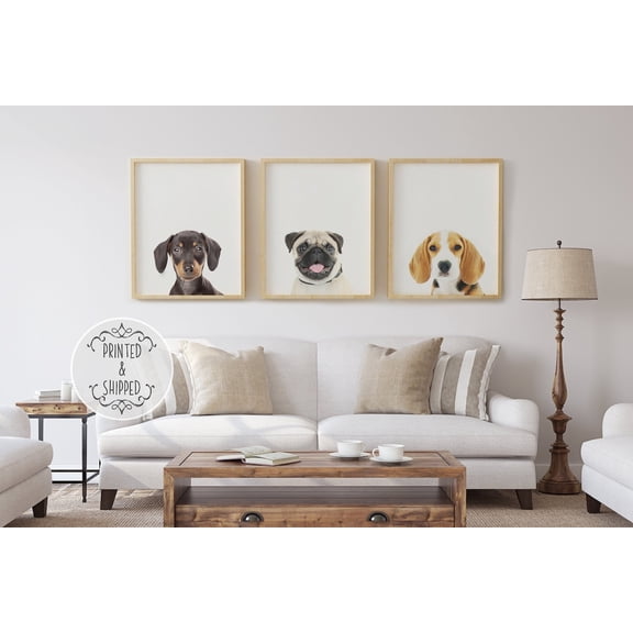 UNFFRAMED Puppy Dog Poster, Dog Wall Art, Animal Nursery Decor, Nursery Wall Art, Puppy Poster, Baby Decor, Dachshund, Pug, Beagle Poster, Set Of 3 Set 3 Prints 20x30