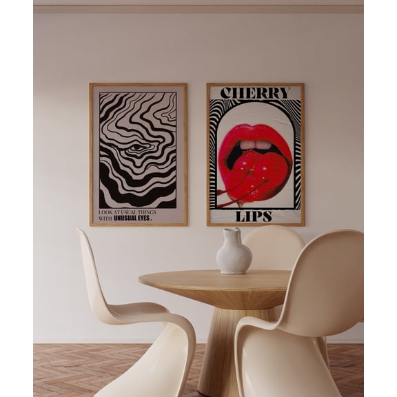 Luvia Red Set Of 2, 70S Affirmation Print, Trendy Poster, Y2K Poster, Psychedelic Art, Trippy Art, Retro, Modern Wall Decor Set 2 Prints 12x18 UNFRAMED