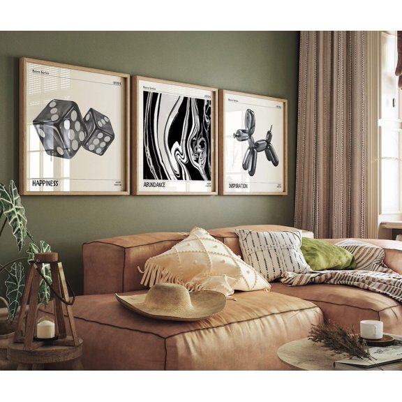 UNFFRAMED Retro Abstract Art Poster Set, Aura Gradient Gallery Wall Set 3 Prints 20x30