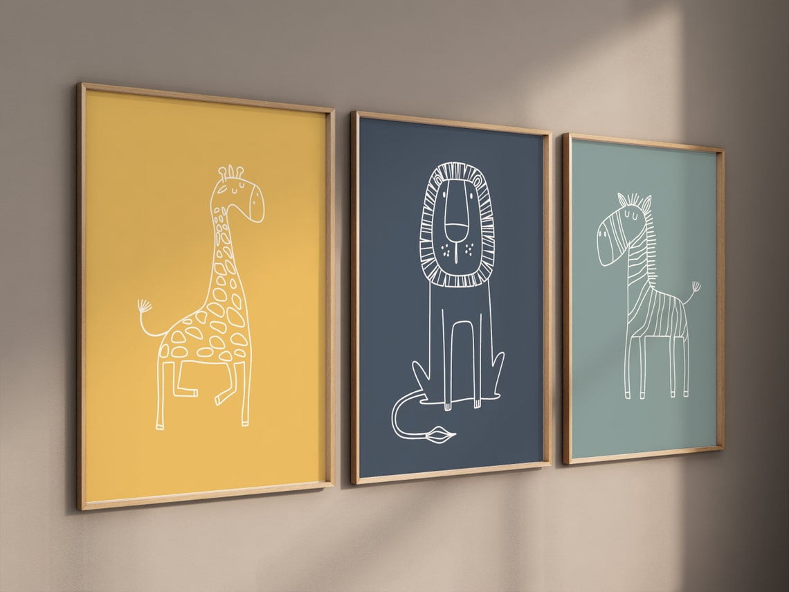 UNFFRAMED Safari Nursery Wall Prints, Boho Nursery Prints, Jungle ...