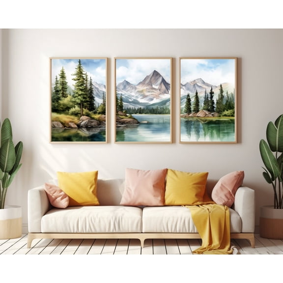 UNFFRAMED Sawtooth Mountains Poster Set Of 3, Idaho Landscape Art, Rural Alpine Wall Decor, Mountain Travel Poster, American Countryside Art Set 3 Prints 16x24