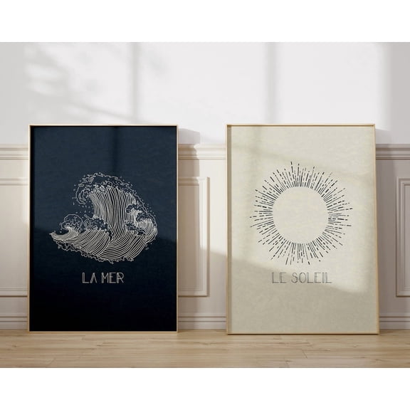 UNFFRAMED Sea Andun Prints Coastal French Quote Posters Vintage Beach House Prints French Set Of 2 Wall Art, Modern Decor Set 2 Prints 8x12