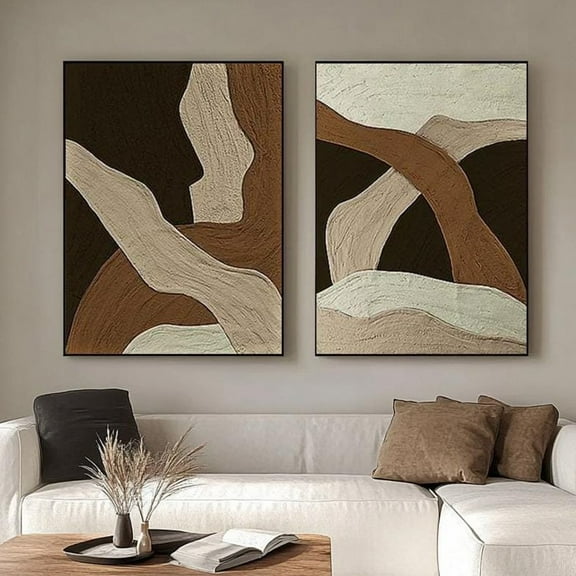 UNFFRAMED Set Of 2 Brown Abstractbrown Bohemian Poster, Brown Texture Poster, Modern Living Room Mid Century, Brown Wabi- Sabi, Modern Wall Decor Set 2 Prints 8x12