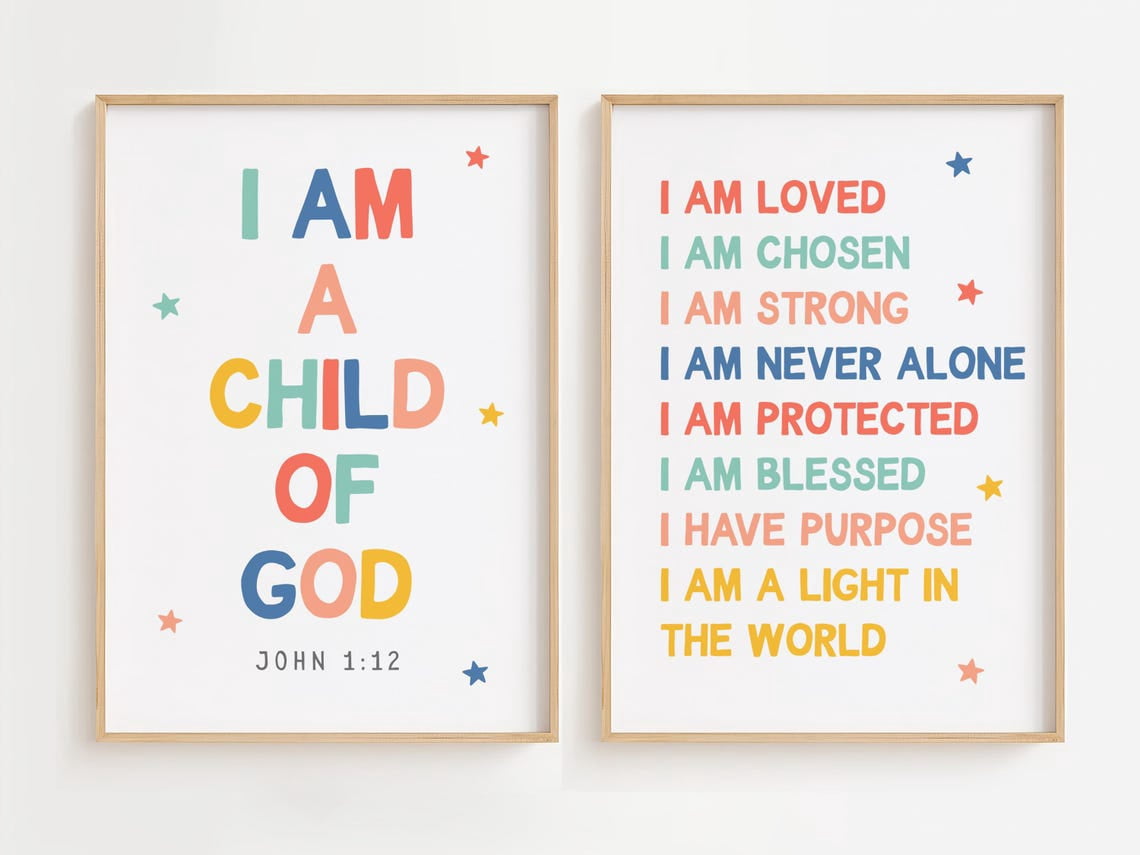 UNFFRAMED Set Of 2 I Am A Child Of God Poster Bible Affirmation For ...