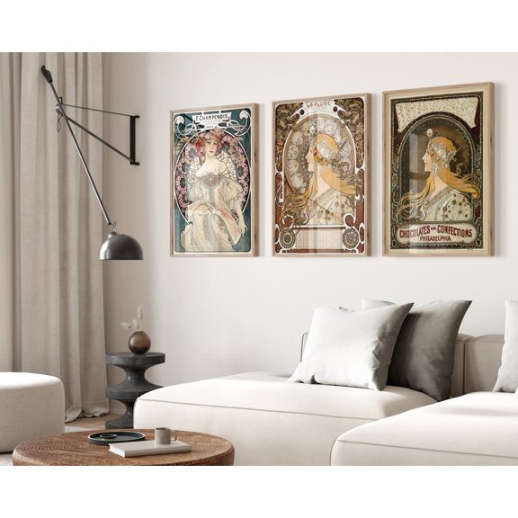 UNFFRAMED Set Of 3 Alphonse Mucha Poster, Art Deco, Vintage Print, Colorful Wall Art, Retro Art, Famous Artist, Mucha Zodiac Poster, Maria Mucha #304 Set 3 Prints 8x12