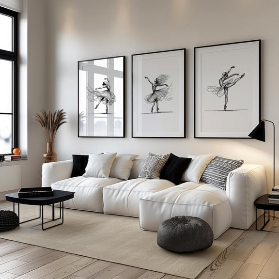 UNFFRAMED Set Of 3 Ballerina Poster, Three Piece Wall Art Poster, Dance Studio Decor, Ballet Dancer, Minimalist Line Art, Dance Lover Set 3 Prints 20x30