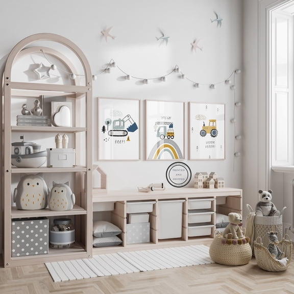 UNFFRAMED Set Of 3 Construction Posters, Nursery Car Art, Construction Nursery Decor, Truck Wall Art, Tractor Wall Art, Crane Wall Art, Set Of 3 Set 3 Prints 20x30