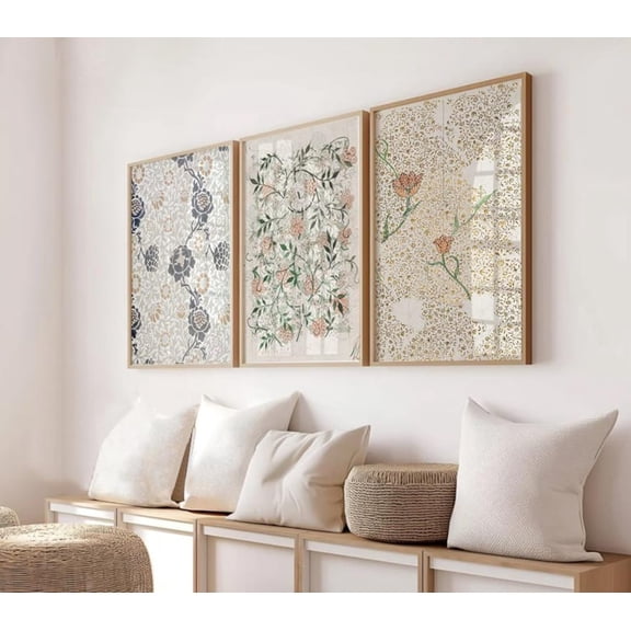 UNFFRAMED Set Of 3 Sketch Art Posters Vintage Flower Drawing Pattern Neutral Flower Sketch Poster Botanical Drawing Set Vintage Wall Art Set 3 Prints 12x18